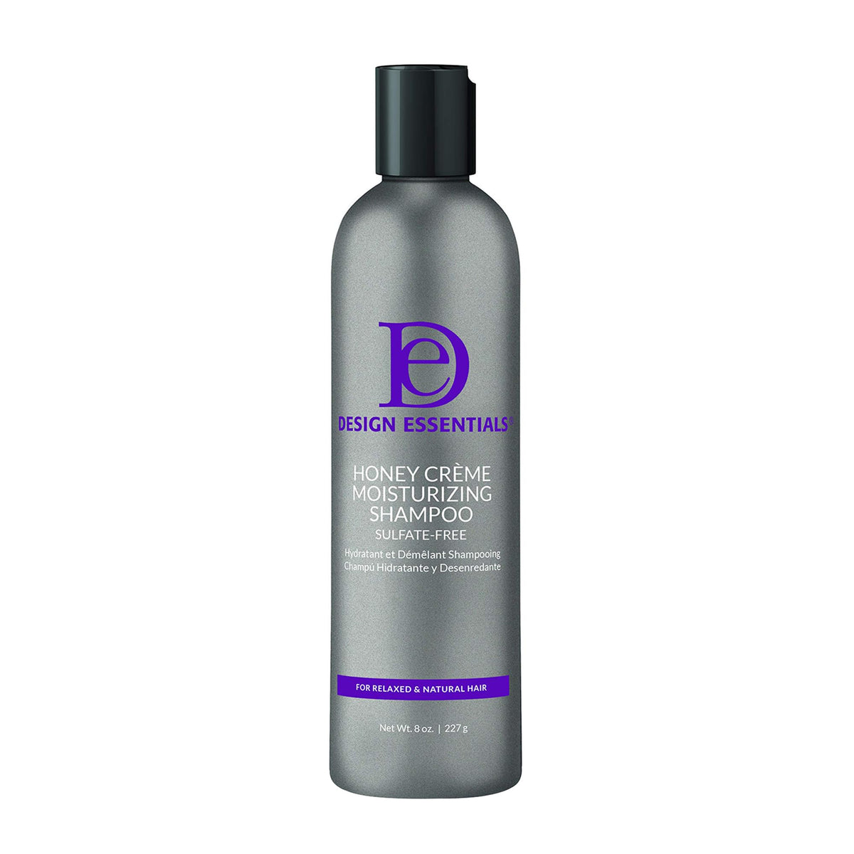 Design Essentials front packaging shows bottle and label, highlighting sulfate-free benefit