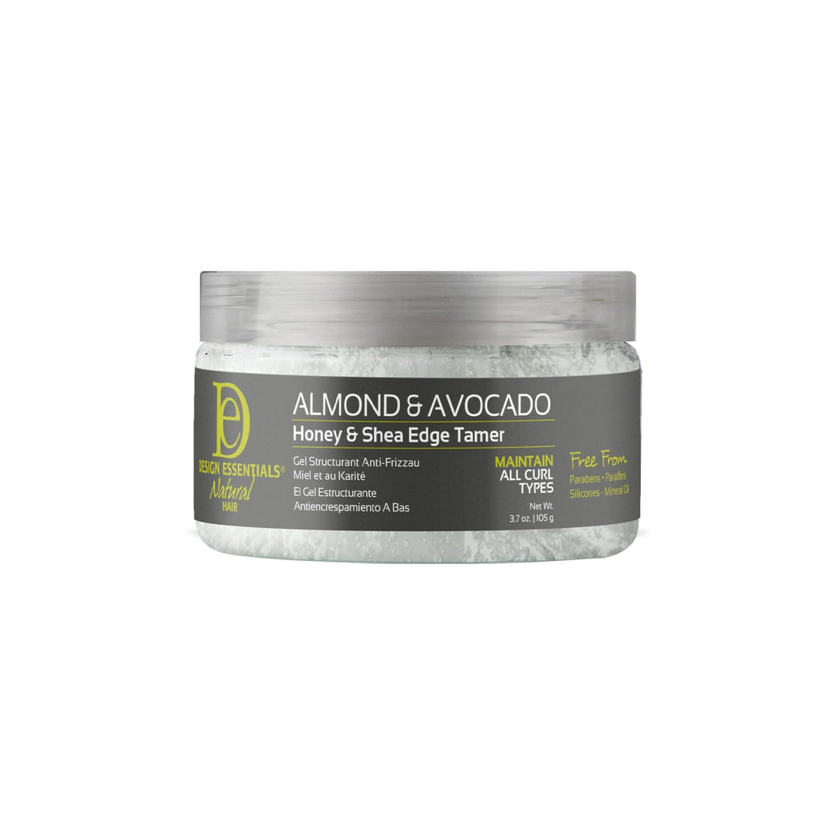Design Essentials jar front packaging showing clear gel and label for firm hold