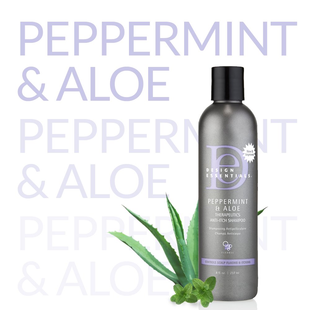 Design Essentials bottle on bathroom shelf staged for daily routine and visible freshness