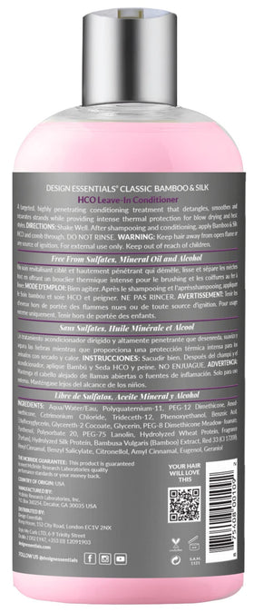 Design Essentials leave-in texture close-up showing silky pour and lightweight slip benefit