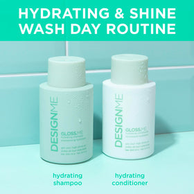 Design.Me shampoo lather in shower demonstrating gentle cleanse benefit