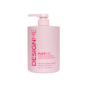 Design.Me PUFF.ME front packaging showing bottle and label, highlighting volume benefit