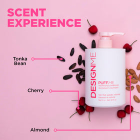 Design.Me PUFF.ME creamy lather on fingertips demonstrating gentle cleansing action