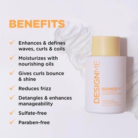 Design.Me cream texture pouring from bottle illustrating rich slip and moisturizing feel