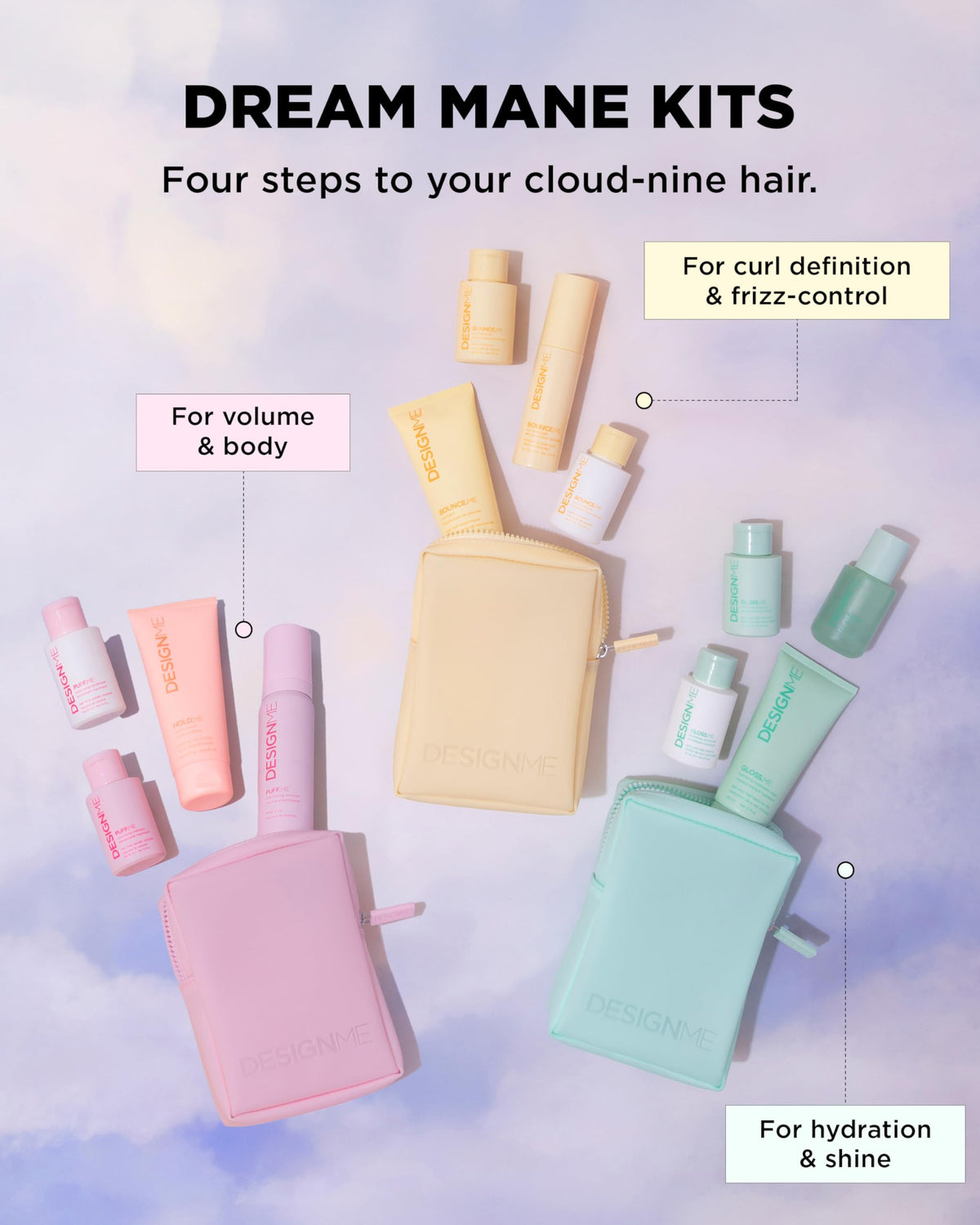 DESIGNME Bounce.Me products arranged on bathroom vanity suggesting easy daily curl routine