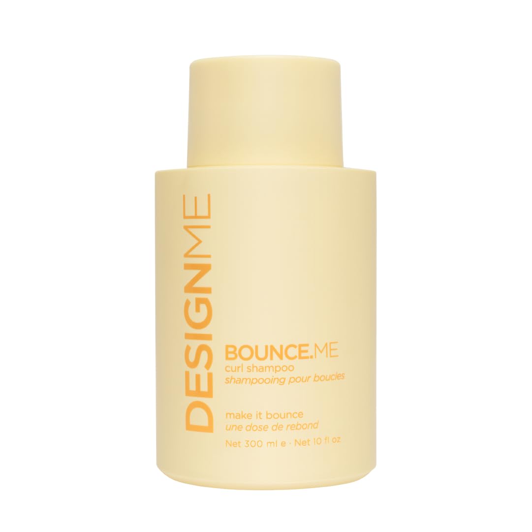 Design.Me front bottle showing product branding and curl-focused benefit