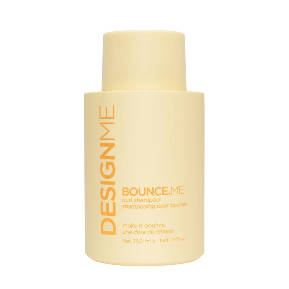 Design.Me front bottle showing product branding and curl-focused benefit