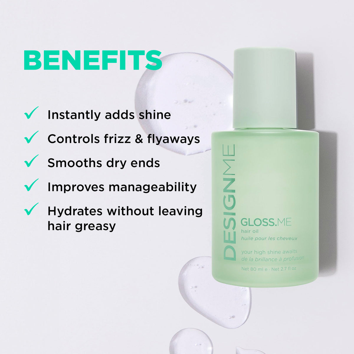Design.Me serum dispensing from nozzle demonstrating precise, no-waste application benefit