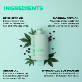 Design.Me shampoo pouring texture illustrating lightweight hydration benefit