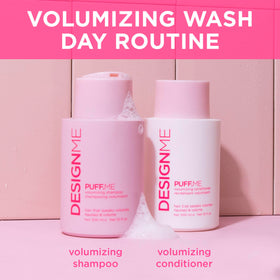 Design.Me PUFF.ME conditioner coating a hair strand for detangling and shine