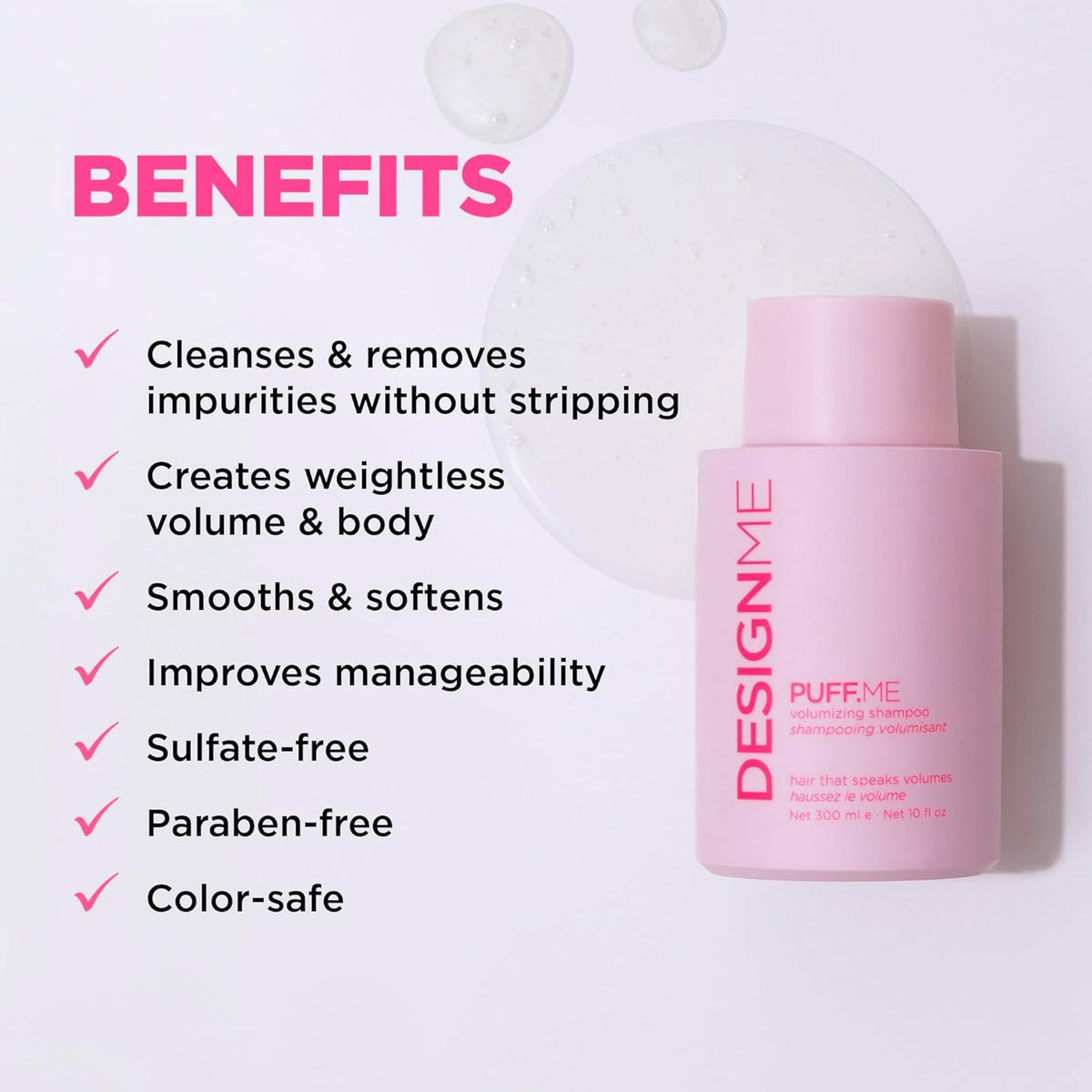 Design.Me bottle being dispensed to show lightweight consistency and easy application benefit