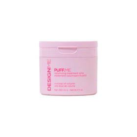 Design.Me PUFF.ME front jar showing packaging and volumizing benefit