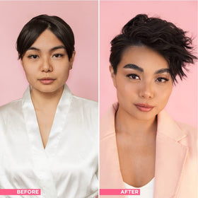Design.Me paired with dry texture spray showing combined styling benefits