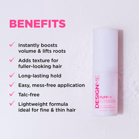 Design.Me powder spray mid-action showing fine texture and even coverage