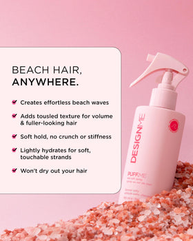 Design.Me PUFF.ME mist in hand illustrating lightweight, even spray