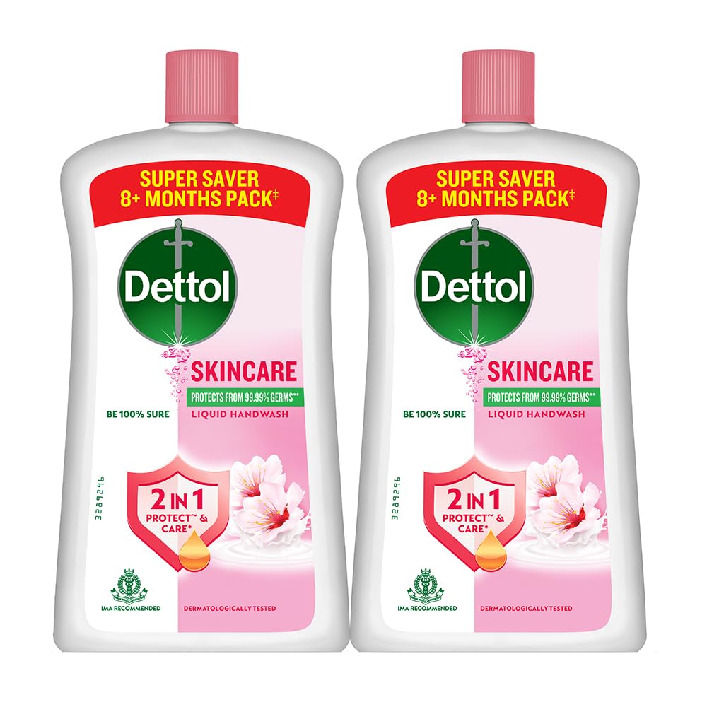 Dettol front packaging showing 875ml bottle and Pack of 2 for long-lasting supply