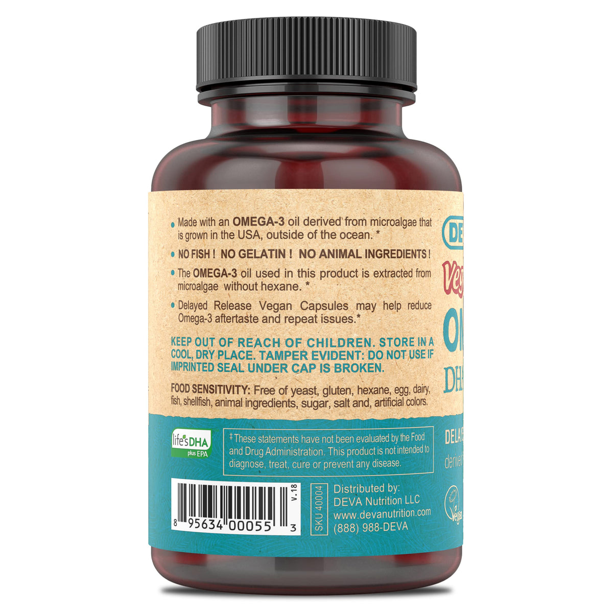 DEVA capsules in hand showing size and easy swallow benefit