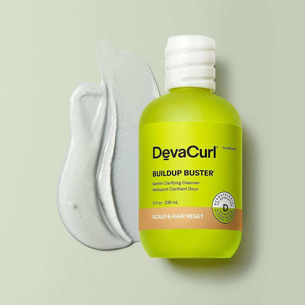 DevaCurl close-up of gel texture dispensed to show gentle foaming and clarity