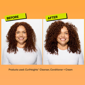 DevaCurl conditioner held in hand for scale showing large 32 oz size benefit