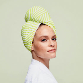 DevaCurl size comparison on model illustrating roomy fit for varied curl lengths