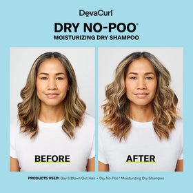 DevaCurl applied at roots to create lift, shows volume boost without residue
