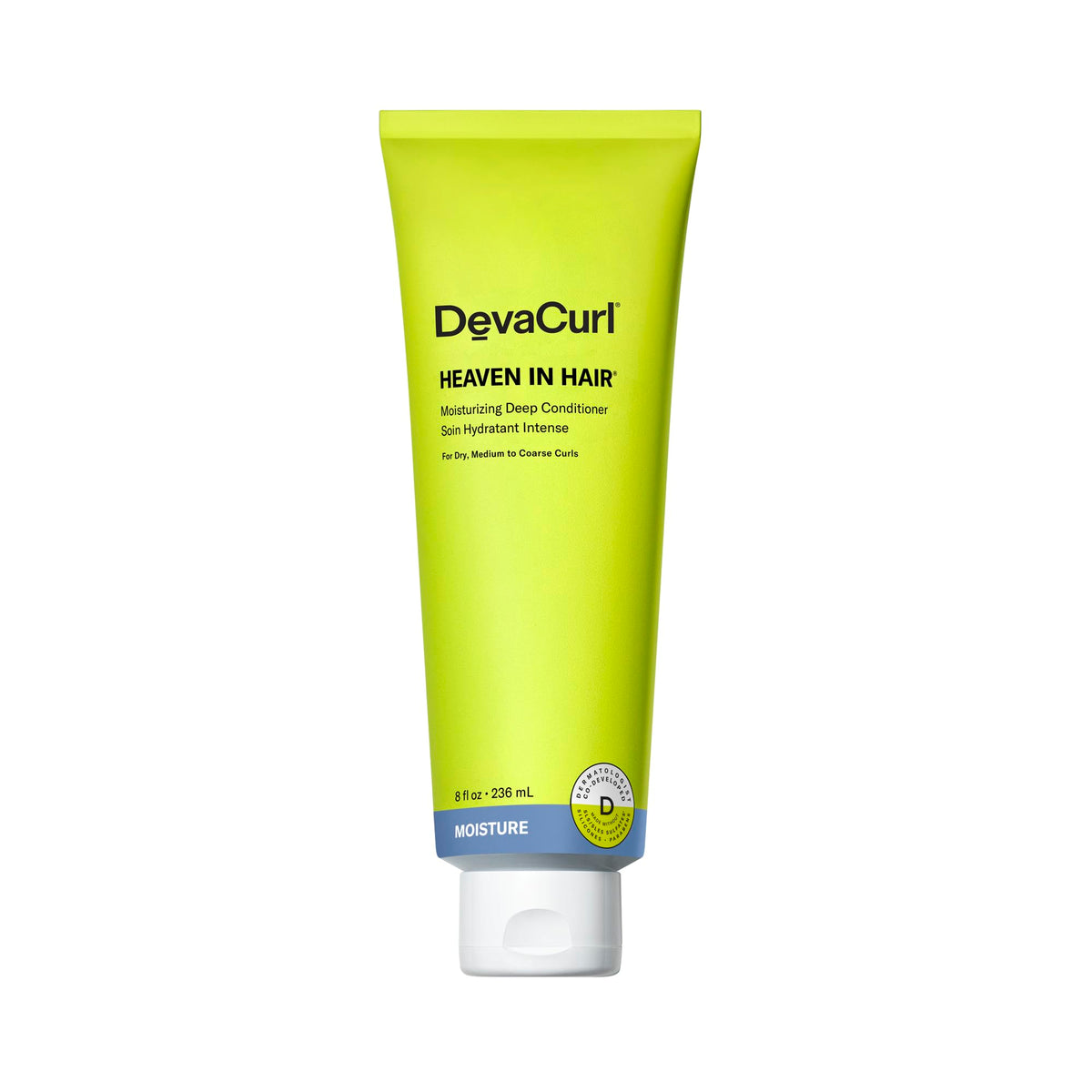 DevaCurl front packaging showing the 8 oz label and benefits for easy identification