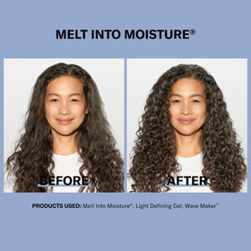 DevaCurl applied to damp curls in shower improving slip and reducing tangles