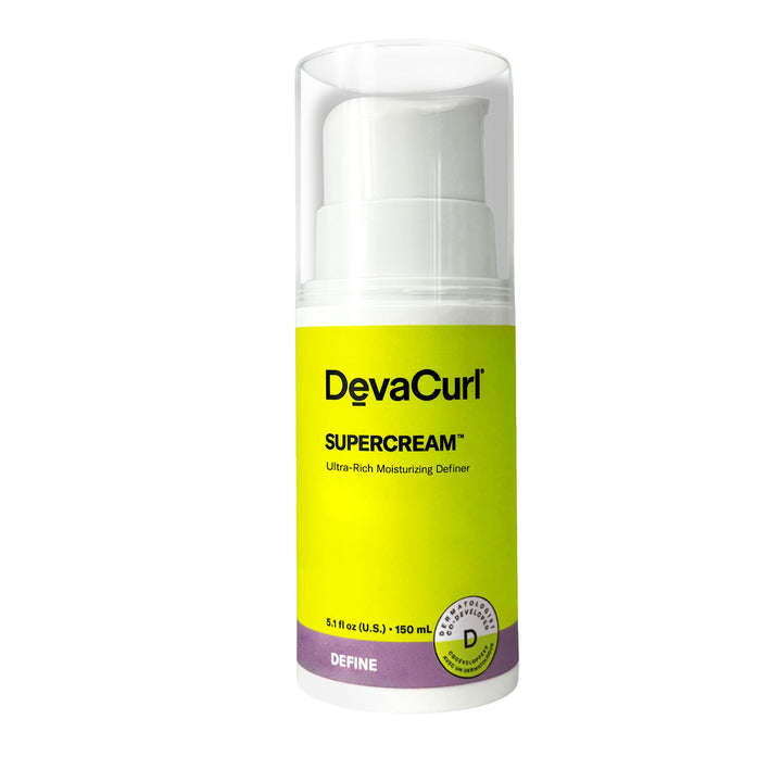 DevaCurl SuperCream front packaging showing warm coconut label and benefits