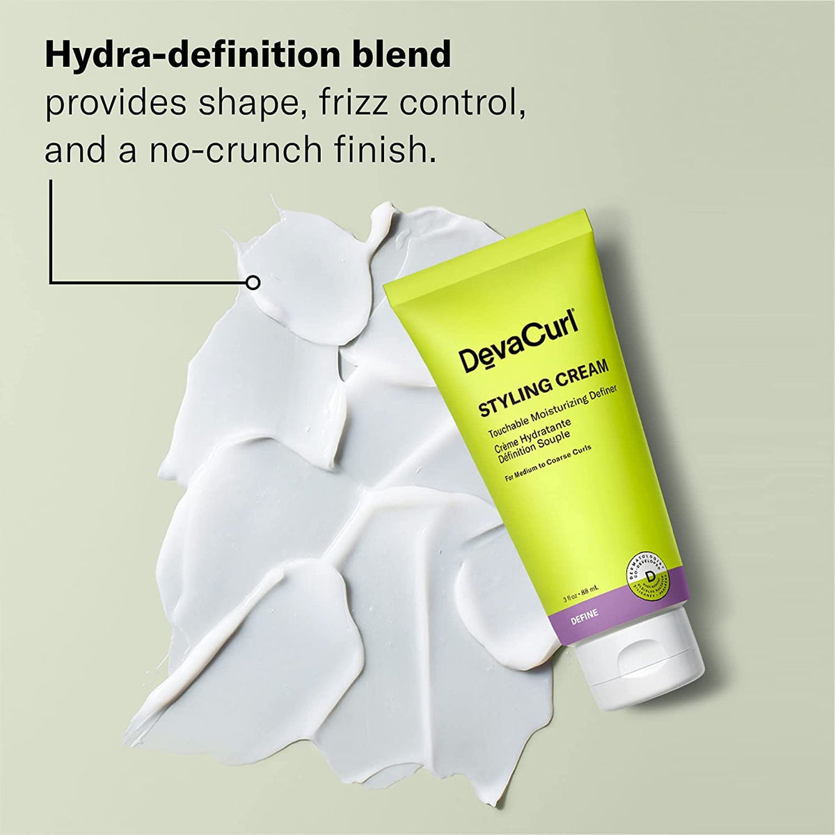 DevaCurl cream texture close-up highlighting rich, hydrating formula