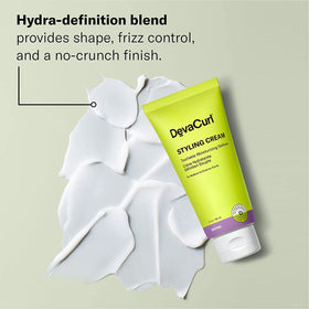 DevaCurl cream texture close-up highlighting rich, hydrating formula