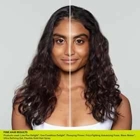 DevaCurl Wave Maker applied on wavy hair before and after, improving definition and shine