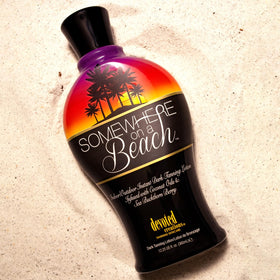 Devoted Creations bottle beside coconut and sea buckthorn berries for skin-nourishing benefits