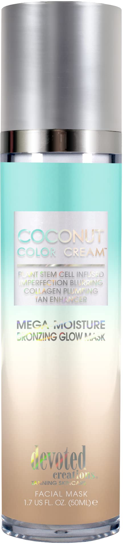 Devoted Creations front jar view showing coconut color cream and natural glow benefit