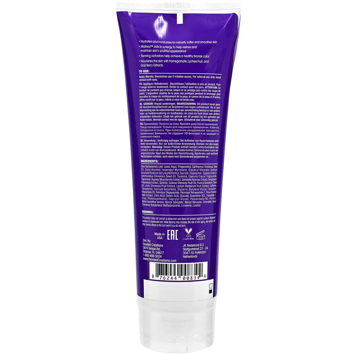 Devoted Creations Collagenetics lotion texture on hand highlighting quick absorption and hydrating finish