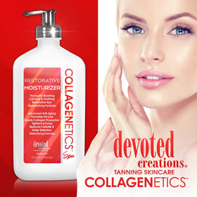 Devoted Creations moisturizer being dispensed onto hand demonstrating easy application and absorbency