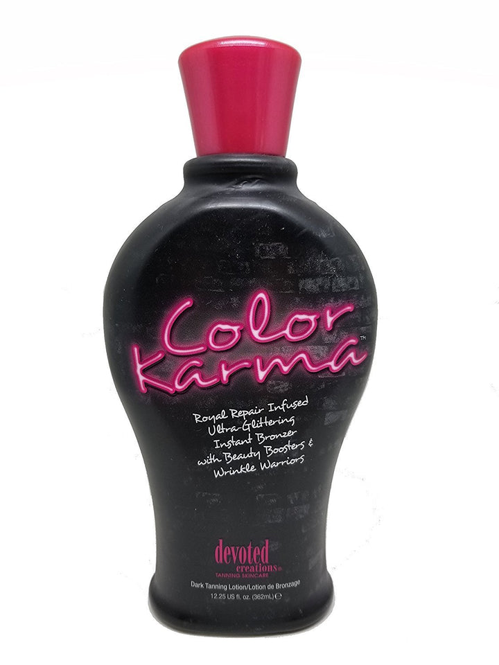 Devoted Creations bottle front view showing label and instant bronzing benefit