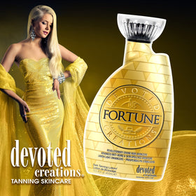 Devoted Creations label close-up showing active bronzers and pH balancing info