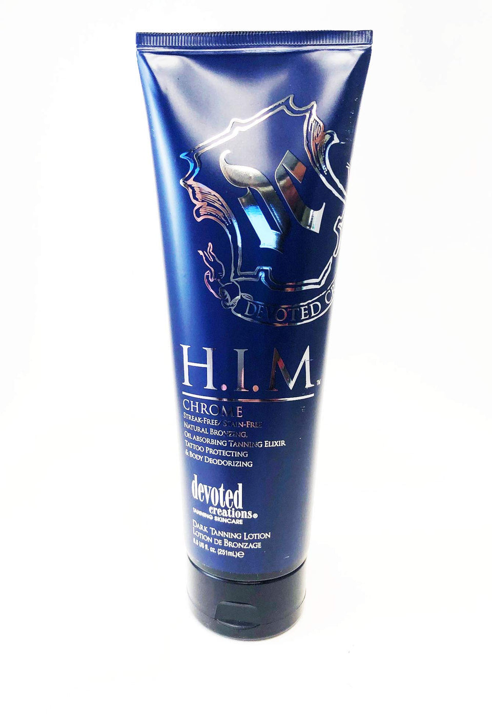 Devoted Creations front packaging showing 8.5 oz bottle and branding for confident tanning