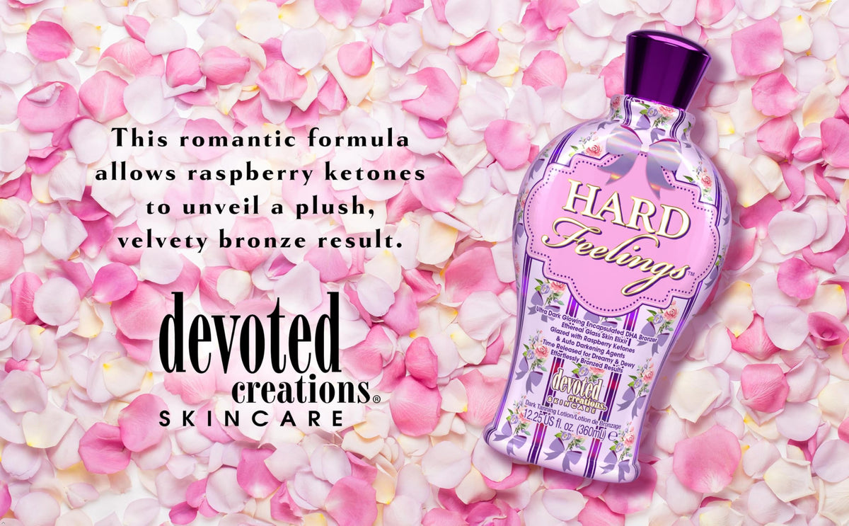 Devoted Creations on vanity with glass-skin glow illustrating dewy finished look benefit
