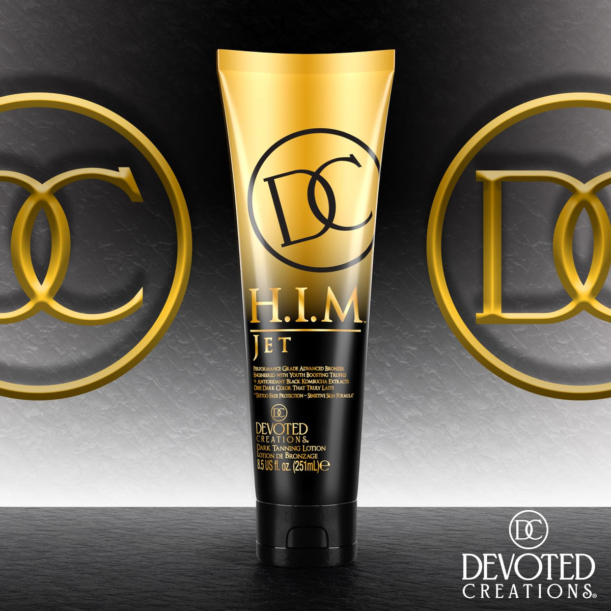 Devoted Creations HIM Jet applied on forearm demonstrating even bronzing result