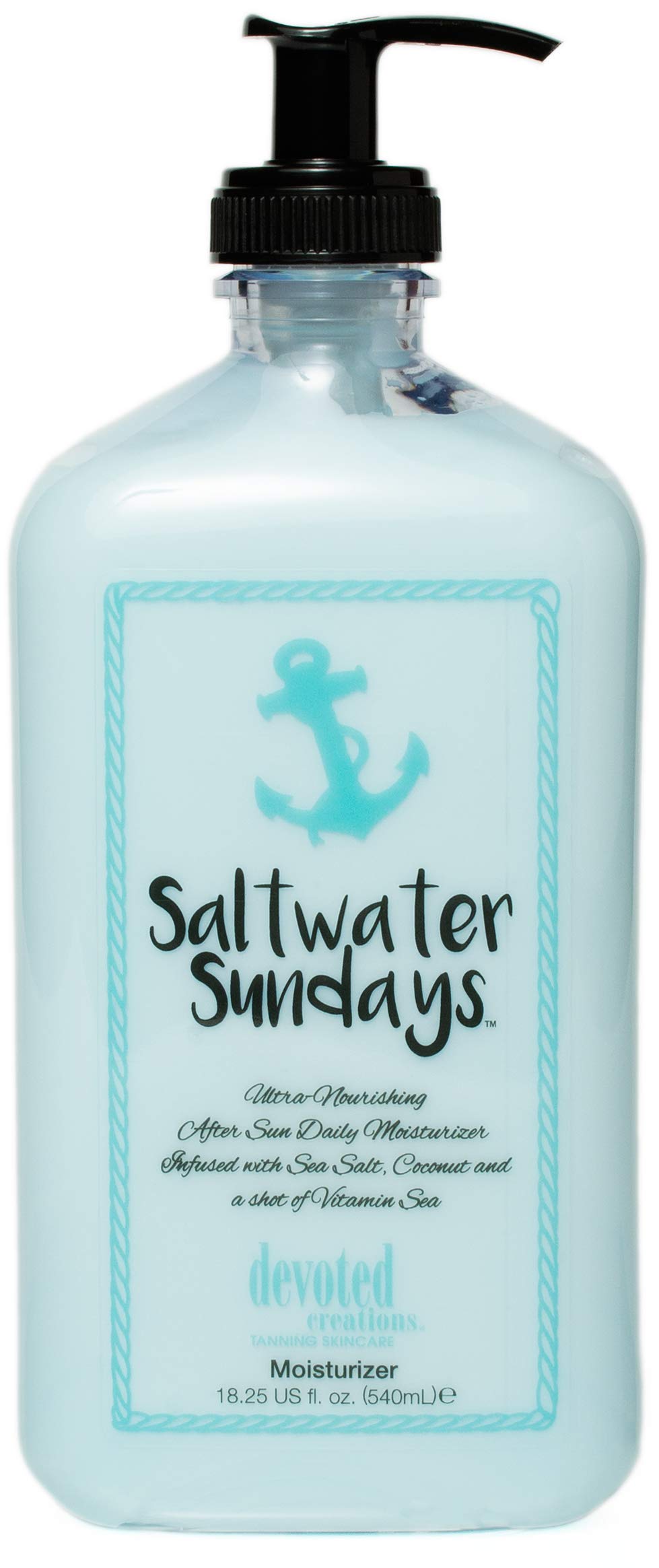 Devoted Creations Saltwater Sundays front tub showing label and size, offers generous after-sun hydration