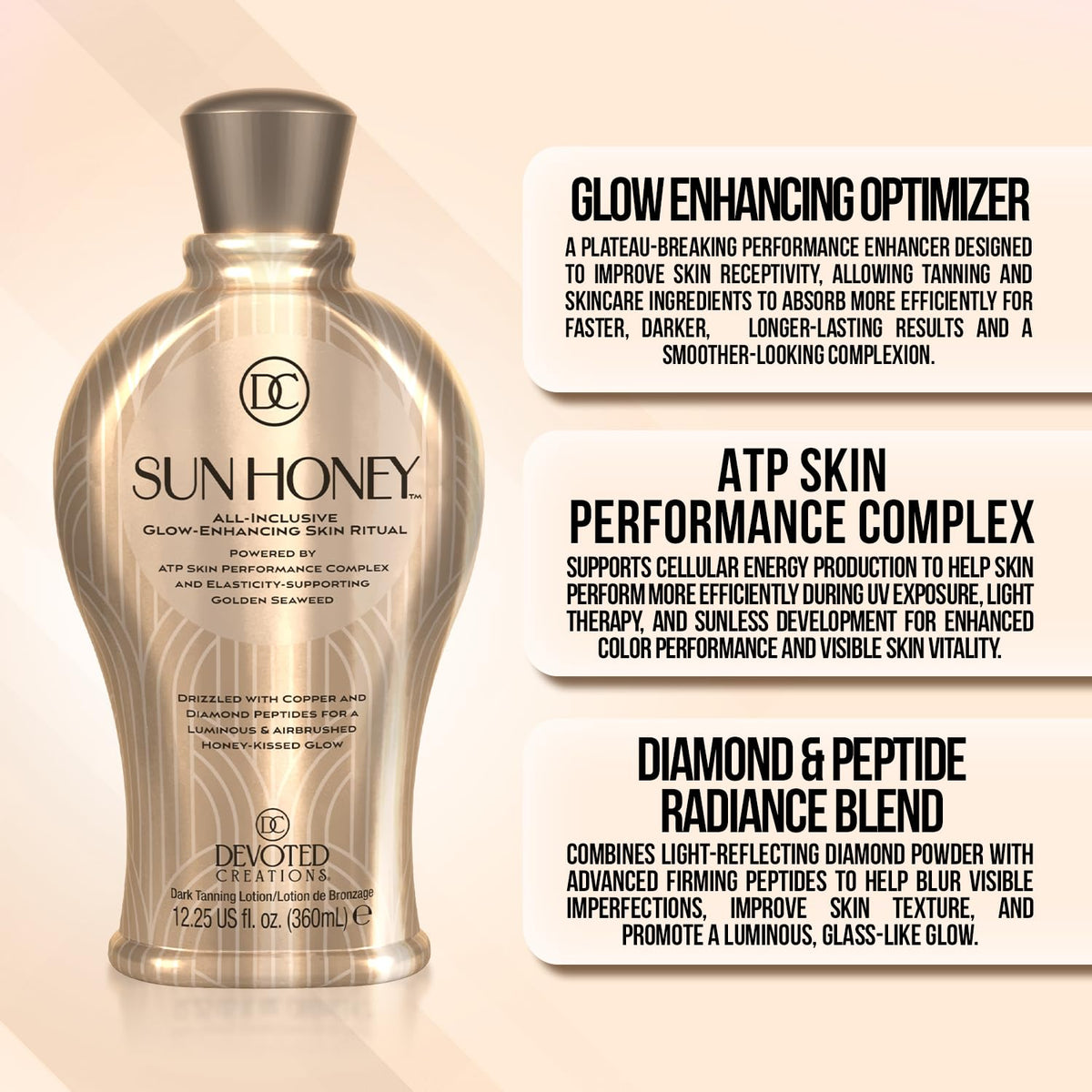 Devoted Creations Sun Honey lifestyle beach scene showing luminous sun-ready skin