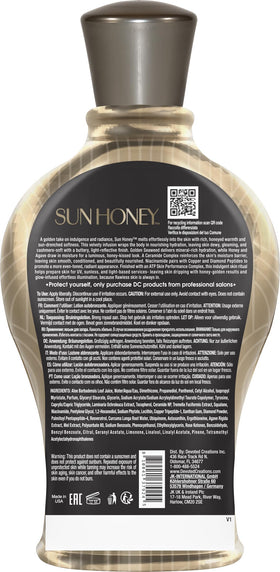 Devoted Creations Sun Honey pump top and label showing product details