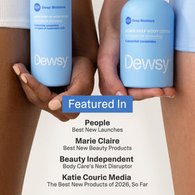 Dewsy ingredient graphic highlighting quadruple HA and five ceramides benefits