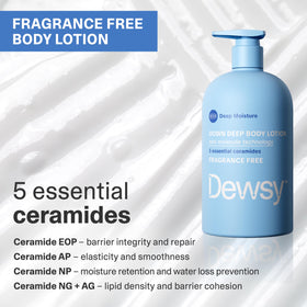 Dewsy lotion pump dispense demonstrating easy, no-mess application benefit