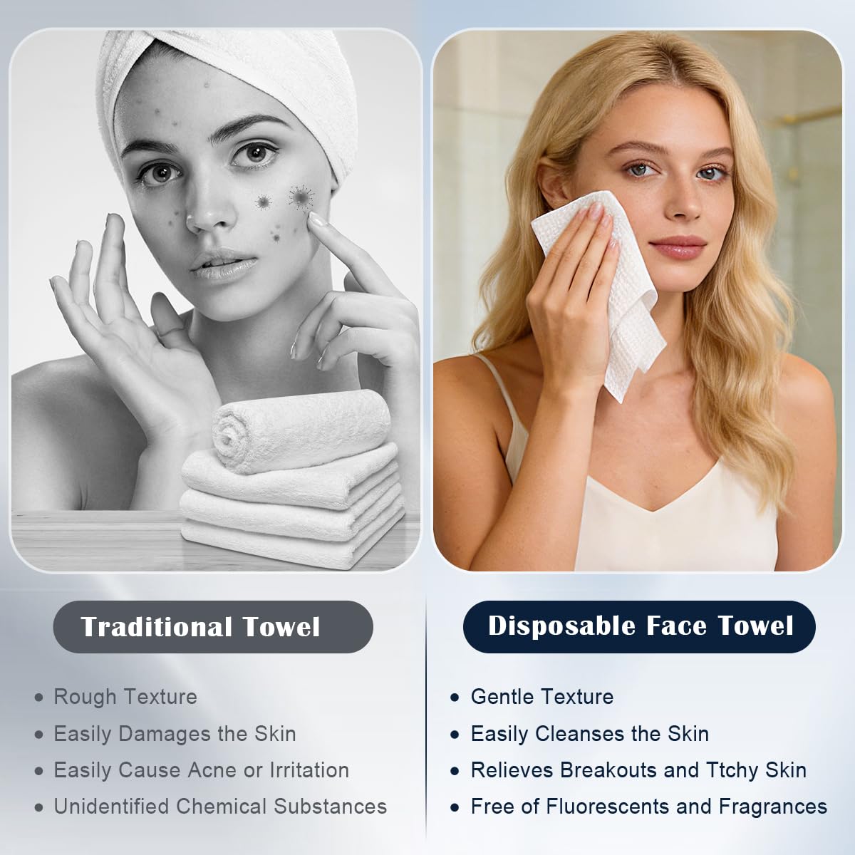 DewVera towel beside ruler to show 10x12 size for full-face coverage