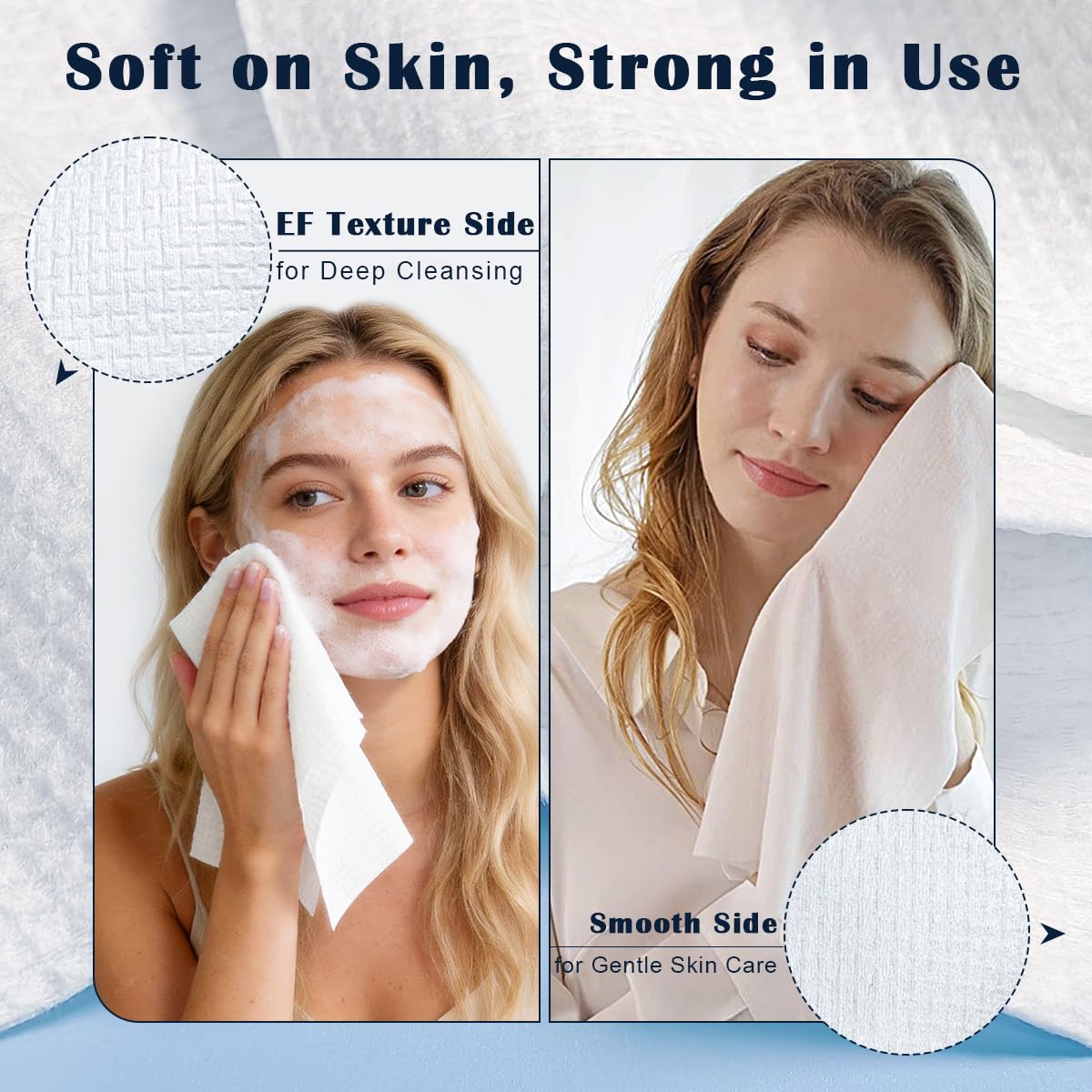 DewVera towel held in hand to show thickness and tear resistance