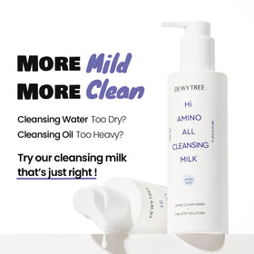 Dewytree creamy milk texture on fingertip showing gentle, hydrating feel