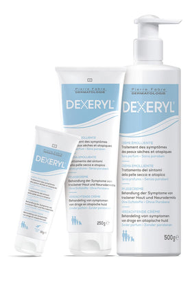 DEXERYL cream texture close-up highlighting smooth emollient finish and moisturizing effect