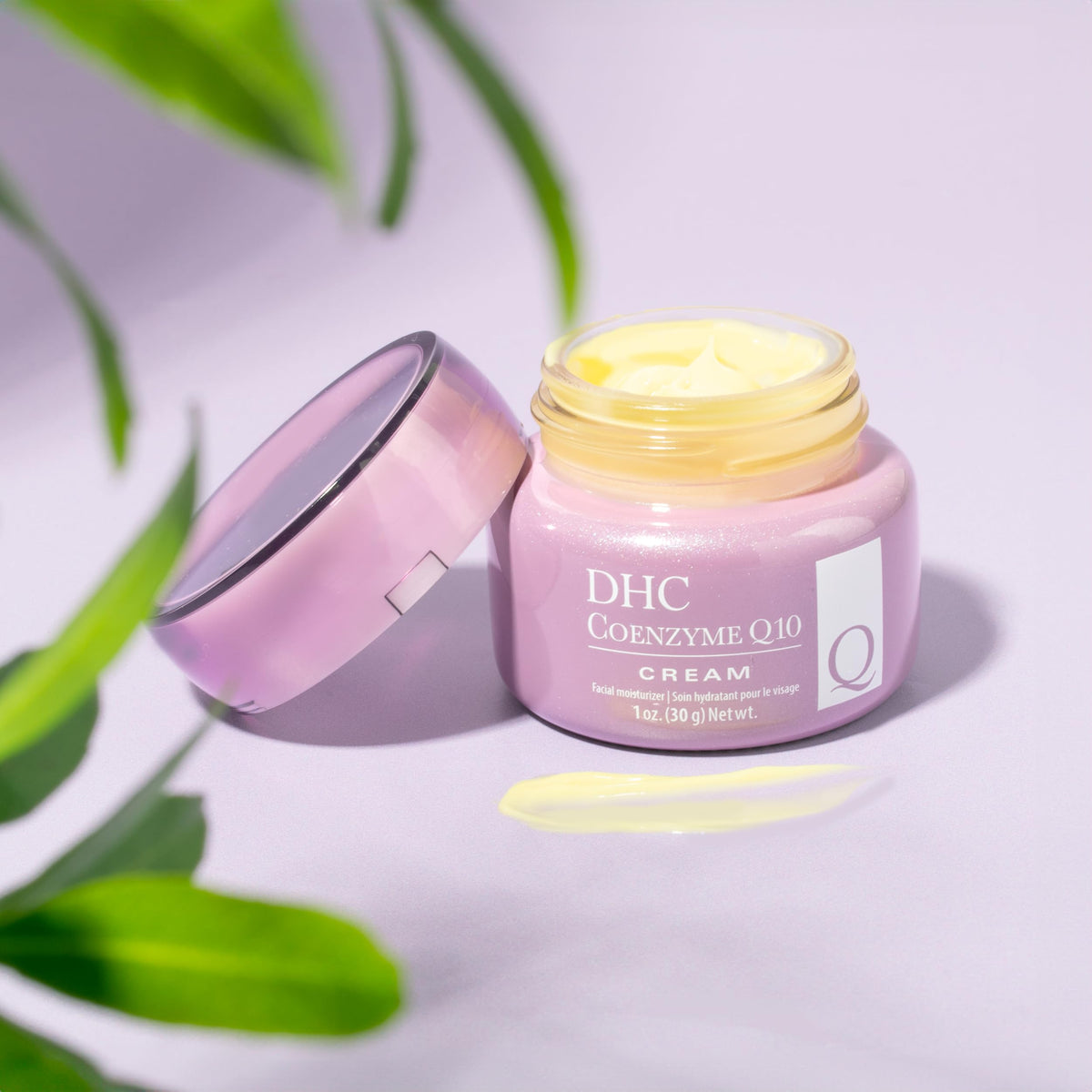 DHC cream being spread on skin demonstrating immediate smoothing benefit